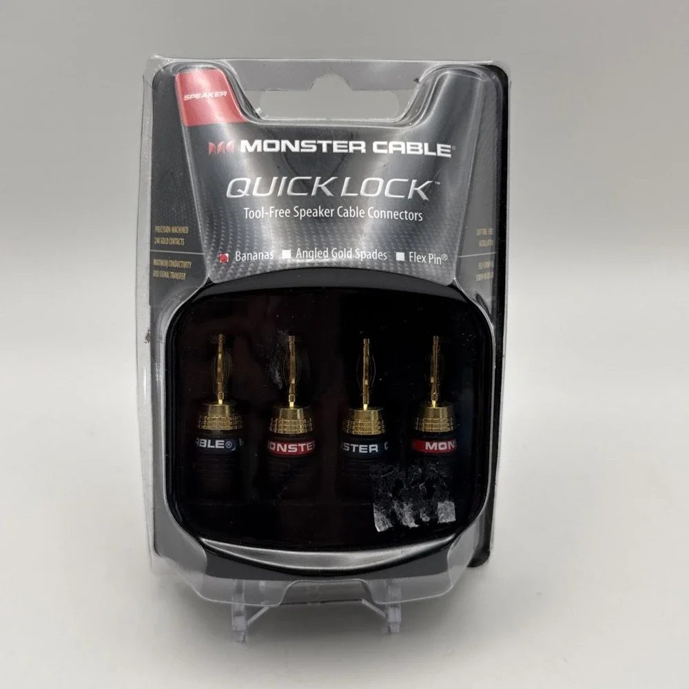 Monster Cable Quick Lock Bananas Speaker Cable Connectors NEW